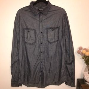 Men Express Striped Long Sleeve Snap Button Shirt